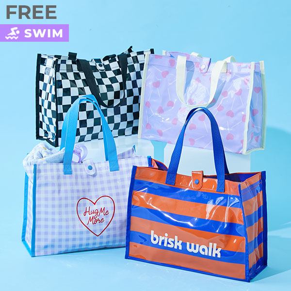 中身が見えにくい 総柄プールバッグトート