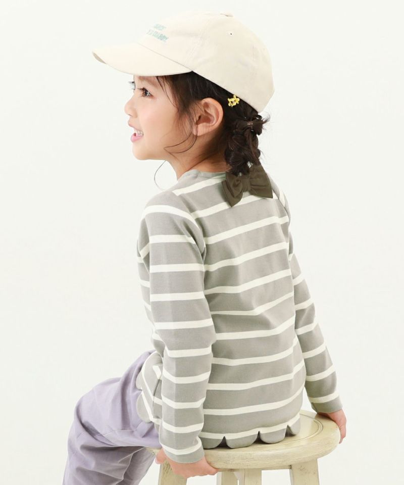 アウトレットSALE 55%OFF/返品不可】裾スカラップ 先染めボーダー