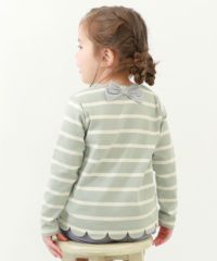 17%OFF】裾スカラップ 先染めボーダー ストレッチ 長袖Tシャツ | 子供