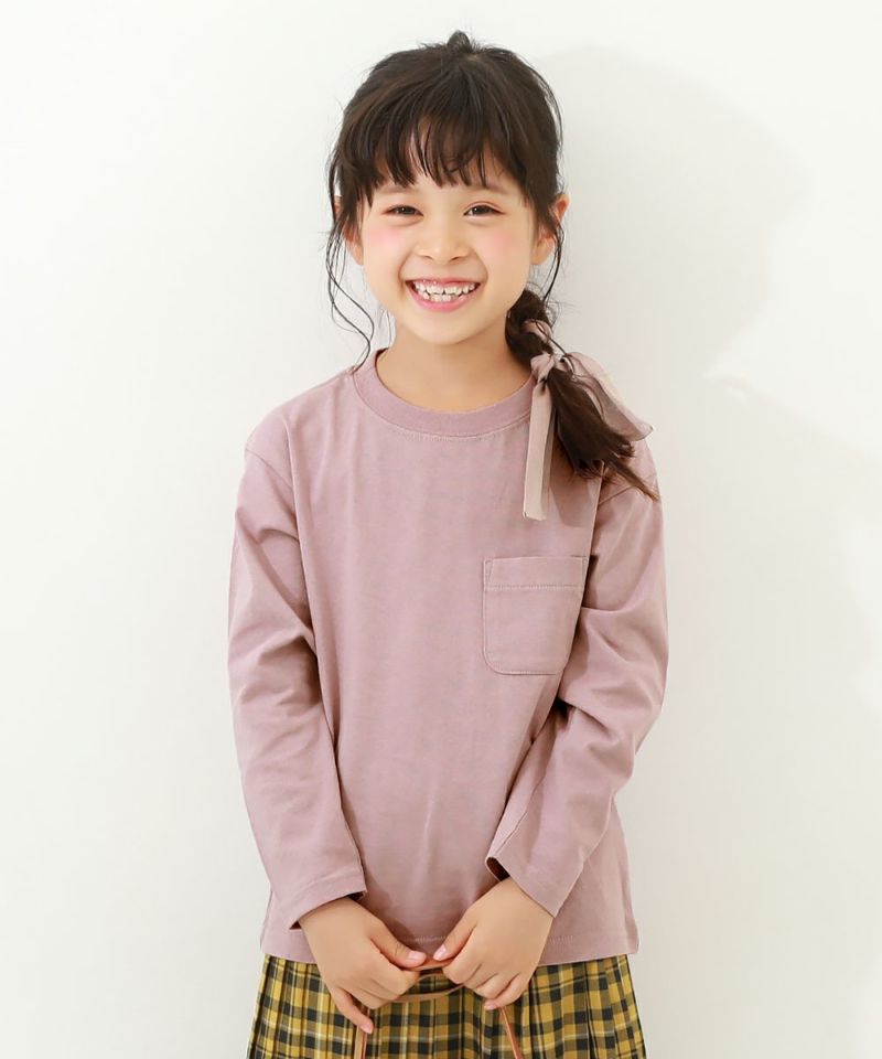 9%OFF】綿100% 無地 ポケット付き クルーネック 長袖Tシャツ