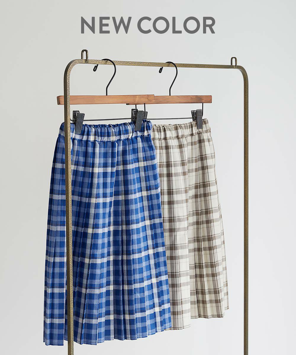 アウトレットSALE64%OFF/返品不可】チェック柄 プリーツ ロング  