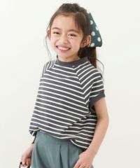50%OFF】モックネック先染め ボーダー半袖Tシャツ | 子供服の