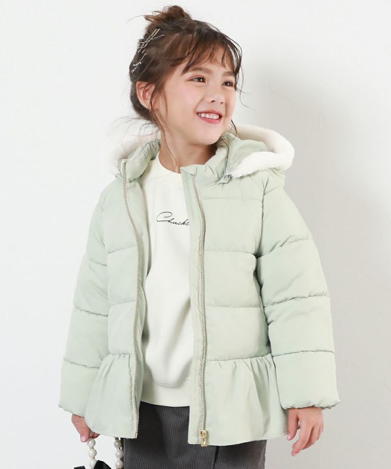 洗える ファイバーダウン フードが取り外せる ペプラム ジャケット | 子供服の通販 デビロック公式サイト