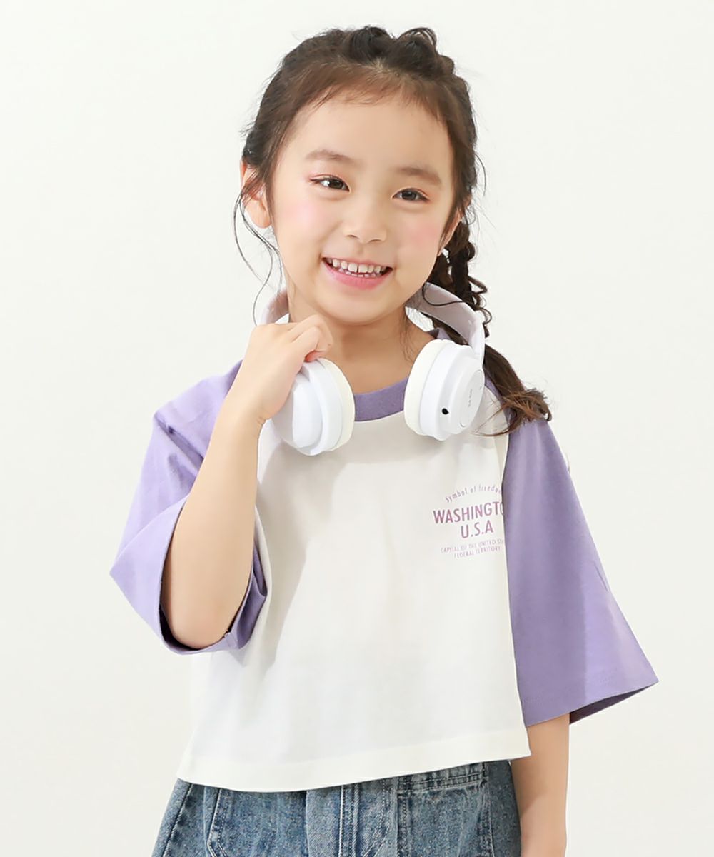 クロップド丈 7分袖ラグランTシャツ | 子供服の通販 デビロック公式サイト