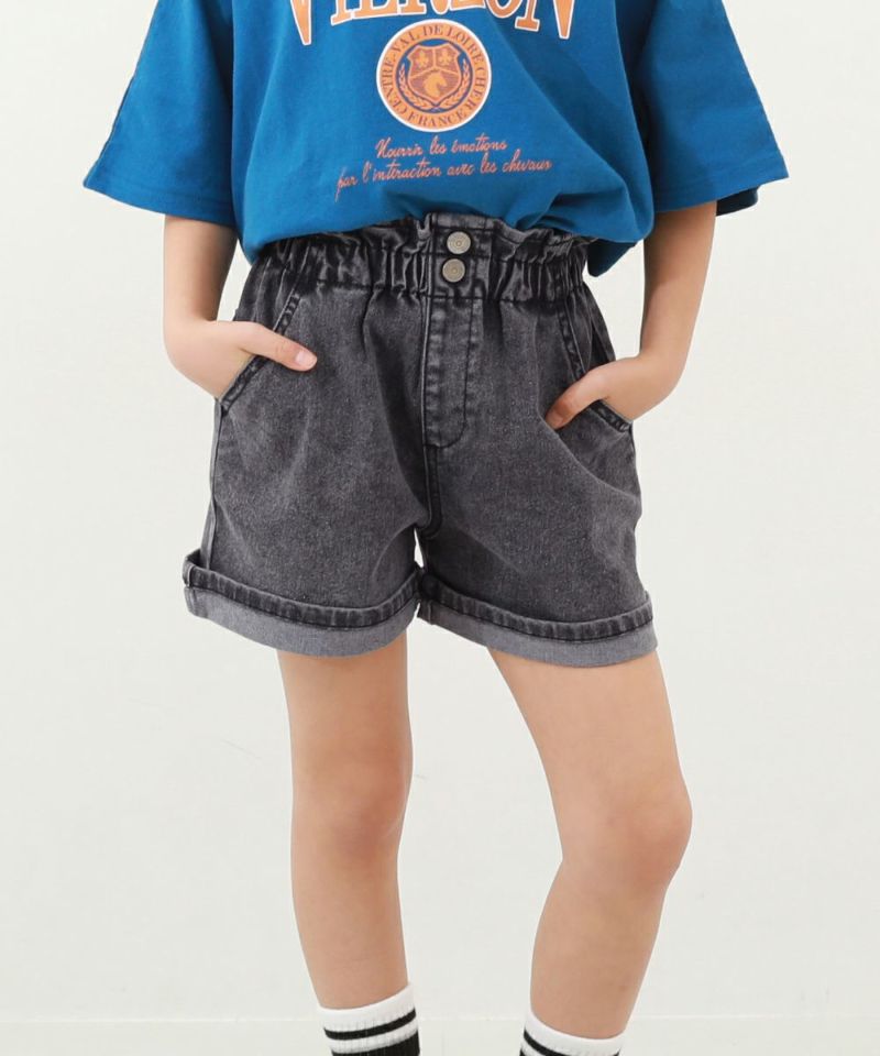 楽デニム ハイウエスト フリルショートパンツ | 子供服の通販