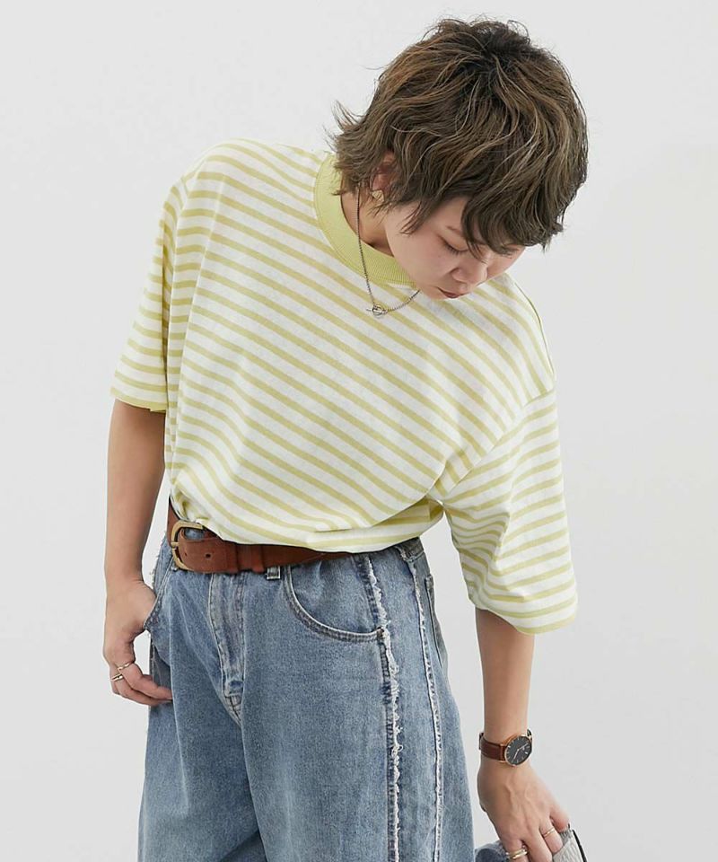 綿100% お洗濯してもよれにくい ビッグシルエット 大人 ボーダー