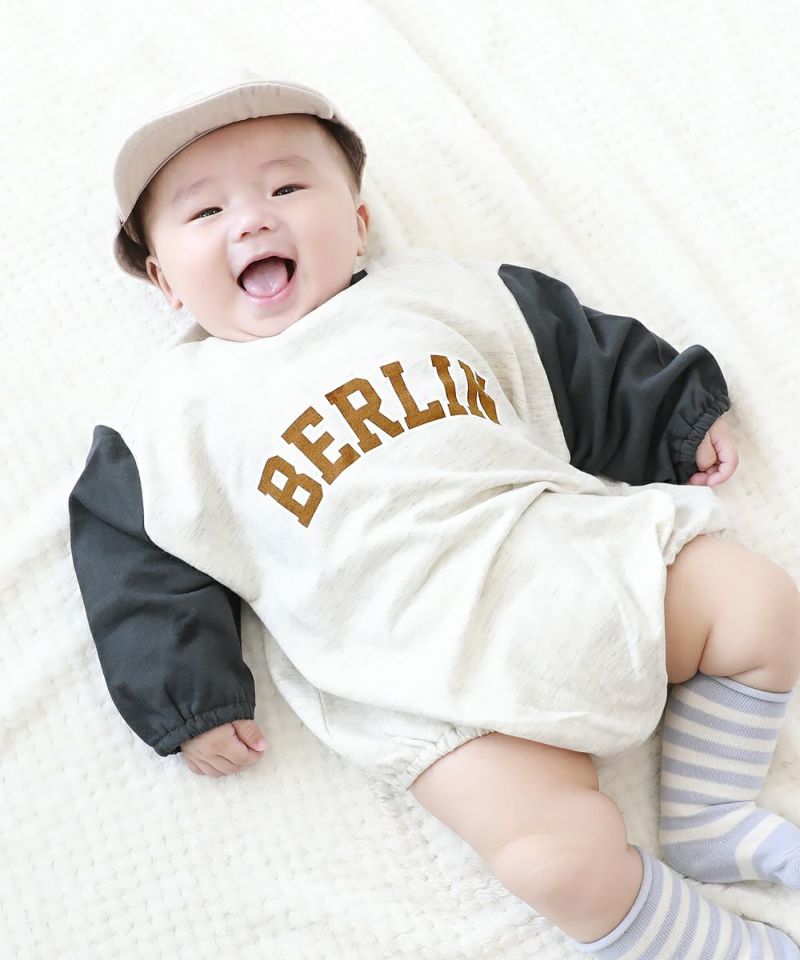 58%OFF】綿100％ バイカラー スウェットロンパース | 子供服の通販