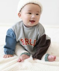 58%OFF】綿100％ バイカラー スウェットロンパース | 子供服の通販