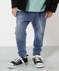 ブラックデニムタックパンツ