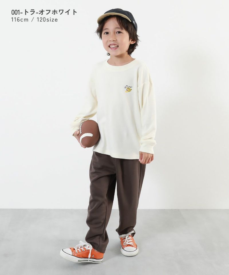 2枚セット ボンポワン 長袖 スモック  12A と長袖カットソー もちもちストレッチ ワンポイント刺繍 長袖Tシャツ | 子供服の