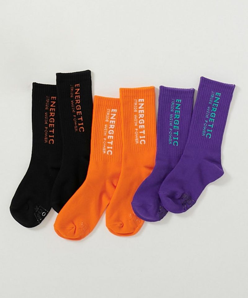 親子で使える 3足セット ネオンカラー ロゴソックス | 子供服の通販