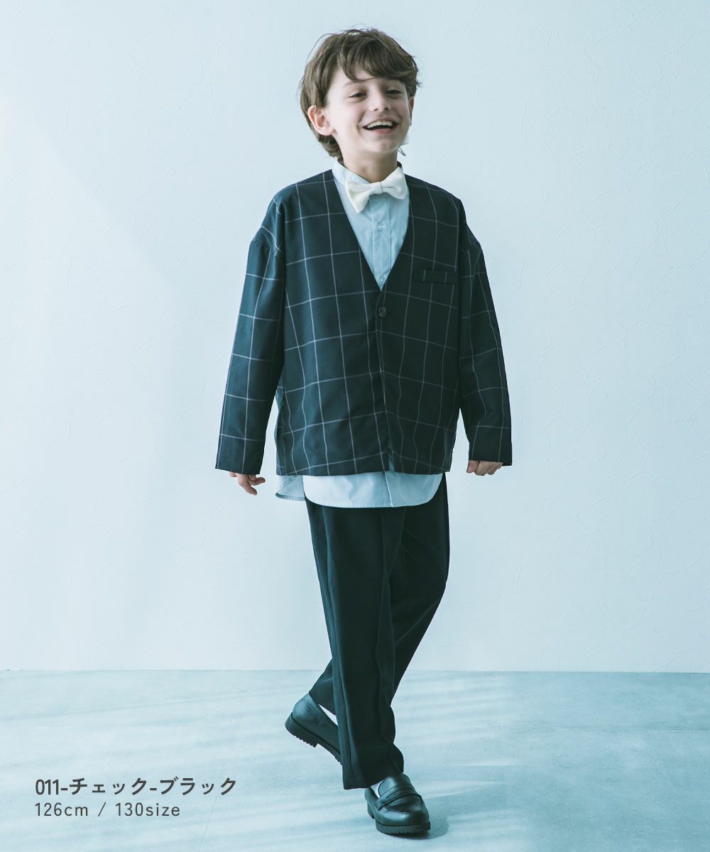 12%OFF】フォーマル チェック柄 ノーカラージャケット セットアップ  