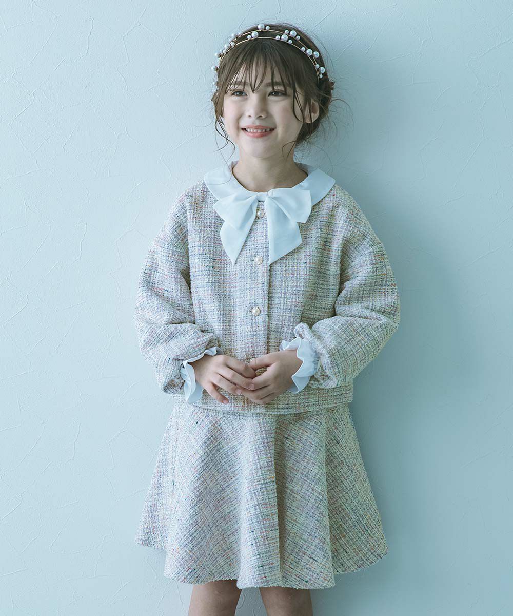 フォーマル ガールズノーカラー ツイードセットアップ | 子供服の通販  