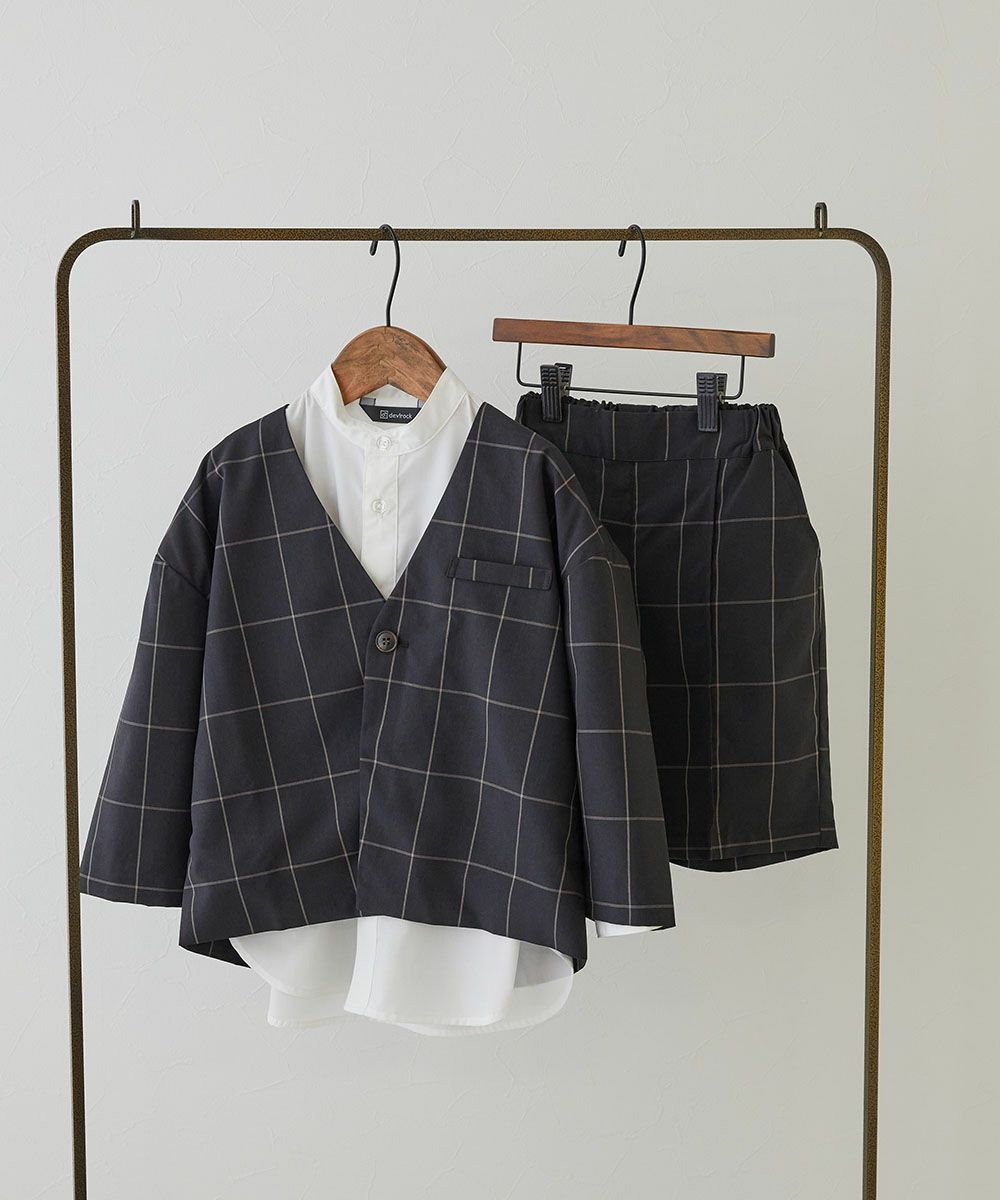 シャツ付き】フォーマル ノーカラージャケット ハーフパンツ 3点セット 
