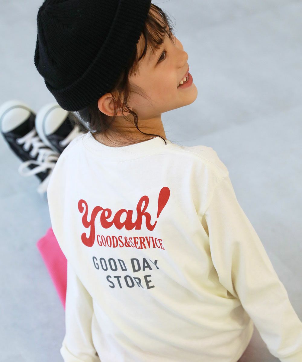 10%OFF】綿100％ デビラボ BOXシルエット プリント袖リブ 長袖Tシャツ 