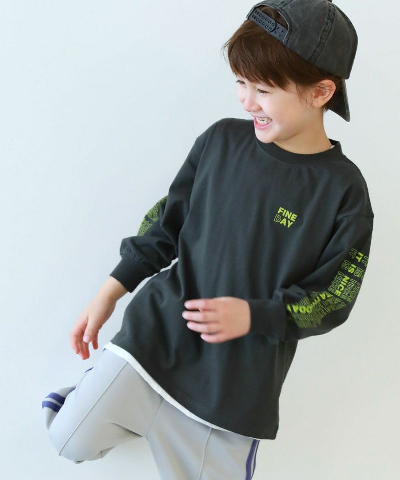 9%OFF】綿100％ デビラボ BIGシルエット プリント袖リブ 長袖T
