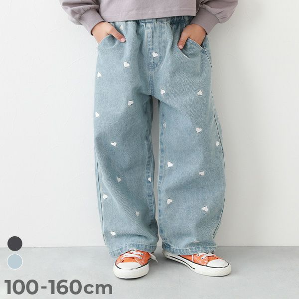 一部予約】ハート刺繍 デニム ワイドパンツ | 子供服の通販 デビロック 
