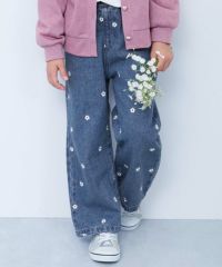 ハートと花がえらべる 刺繍 デニム ワイドパンツ | 子供服の通販