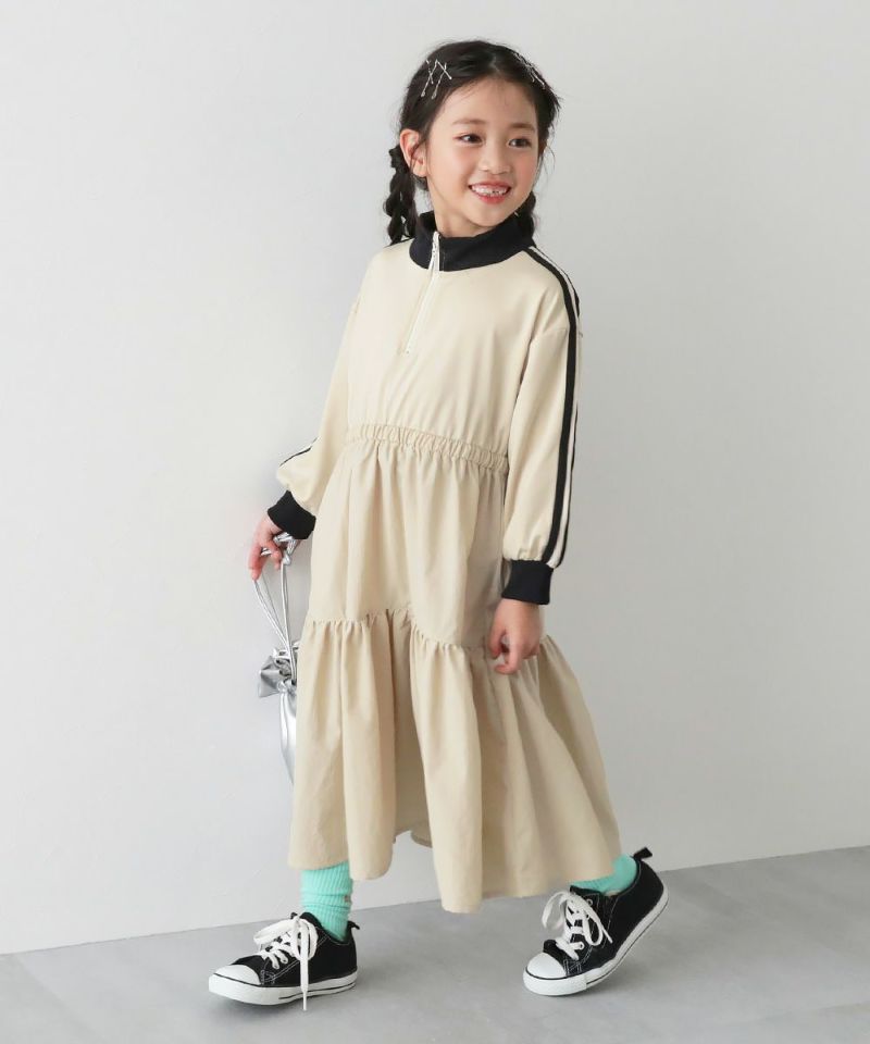 親子コーデ ワンピース 長袖 膝丈 親子ペアルック 親子 ペア
