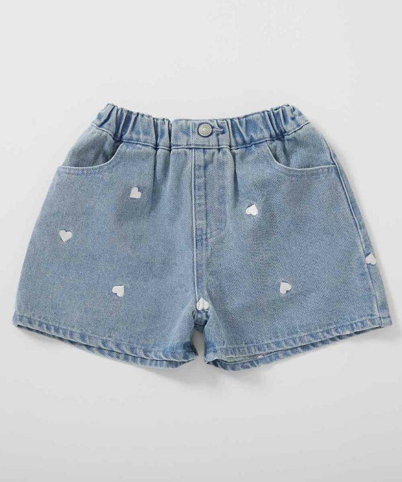 一部予約】ハート刺繍 デニムショートパンツ | 子供服の通販