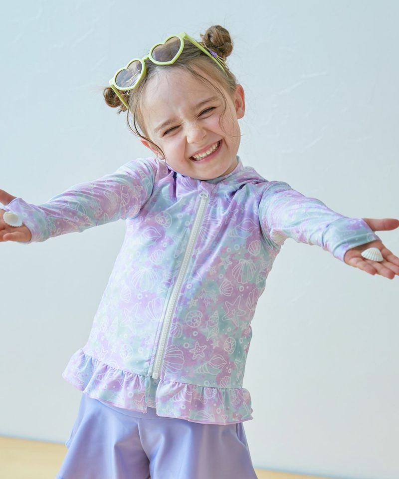 UVカット 裾フリル 長袖ジップラッシュガード | 子供服の通販