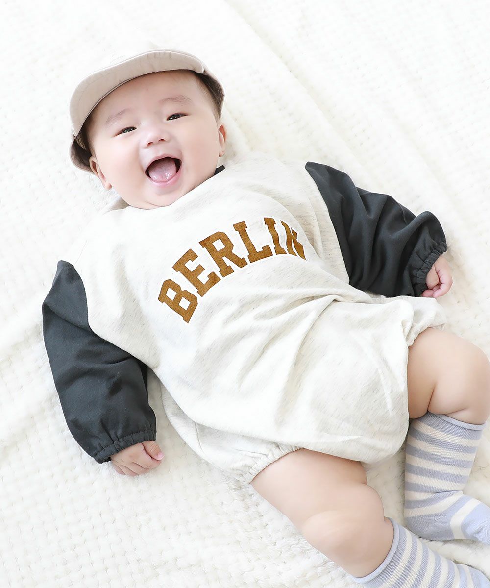 8%OFF】綿100％ バイカラー スウェットロンパース | 子供服の