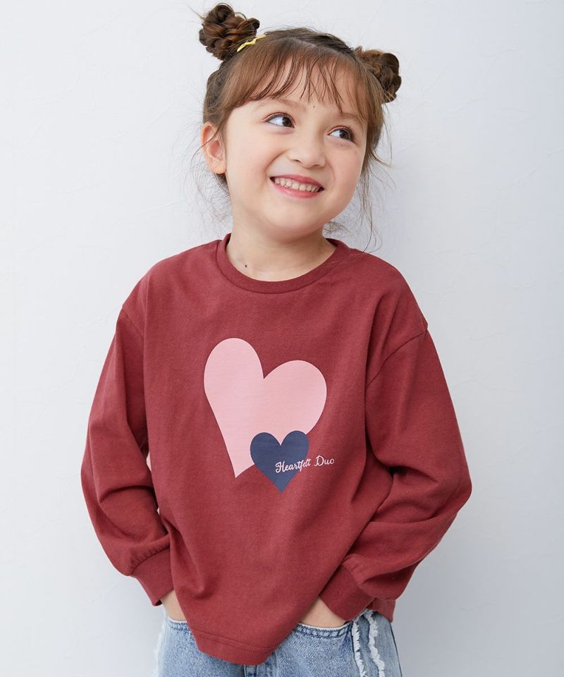 綿100％ デビラボ ガールズ プリント袖リブ 長袖Tシャツ | 子供